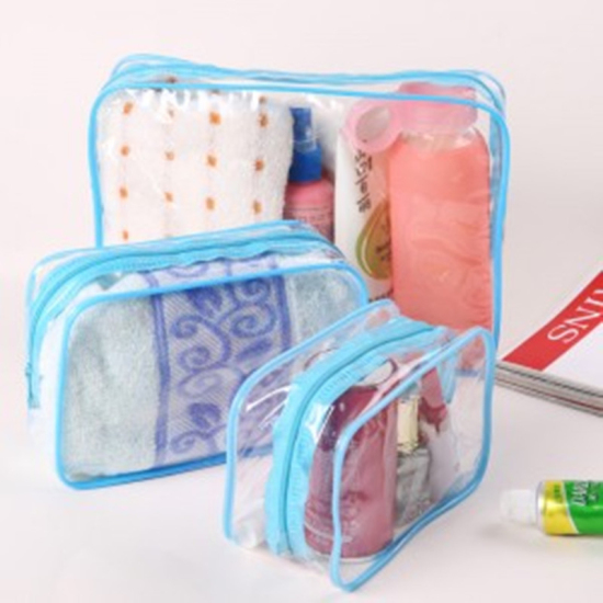 Picture of Blue - Style6 PVC Women Transparent Zipper Travel Cosmetic Bags