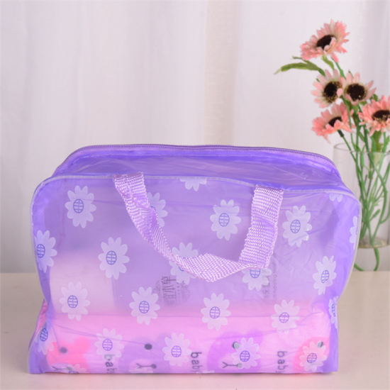 Picture of Purple Flower Waterproof Portable Travel Cosmetic Bag