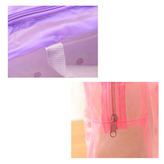 ピンク漫画動物防水PVC女性透明なメイクアップバッグポータブルオーガナイザー の画像