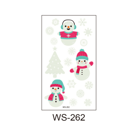 Picture of Paper Glow In The Dark Removable Waterproof Metallic Temporary Tattoo Sticker Body Art Christmas Santa Claus Tree Multicolor 10.5cm x 6cm, 1 Sheet