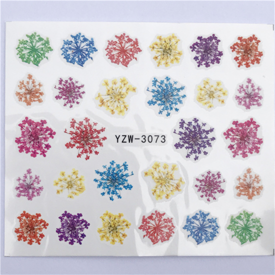 Image de Stickers d'ongles en Papier Forme Fleur Multicolore, 6cm x 5cm, 1 Pièce