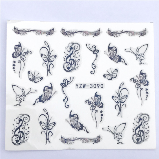 Image de Stickers d'ongles en Papier Forme Papillon Multicolore, 6cm x 5cm, 1 Pièce