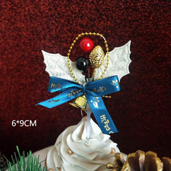 Bild von Plastik Kuchen Einlegekarten Blätter Bunt Weihnachten Jingling Schelle Muster 90mm x 60mm, 1 Stück