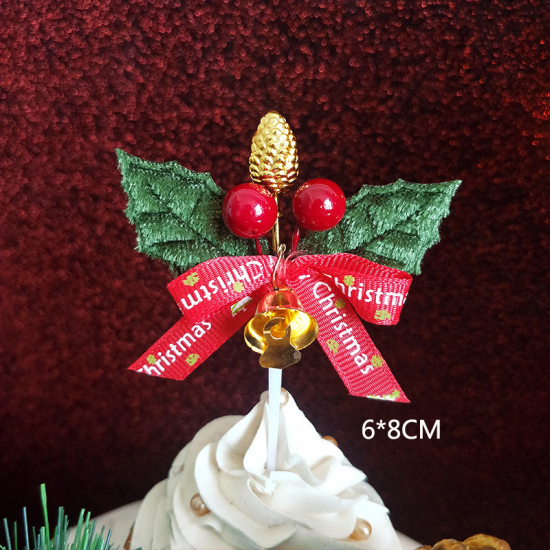 Bild von Plastik Kuchen Einlegekarten Blätter Bunt Weihnachten Jingling Schelle Muster 80mm x 60mm, 1 Stück