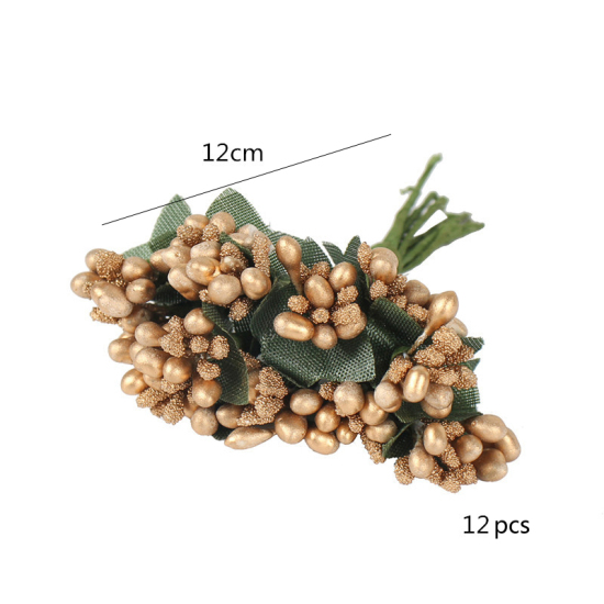 Picture of Plastic Artificial Flower Home Decoration Champagne Gold 12cm, 1 Packet
