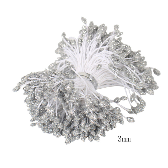 Picture of Plastic Artificial Flower Home Decoration Silver 3mm, 1 Packet