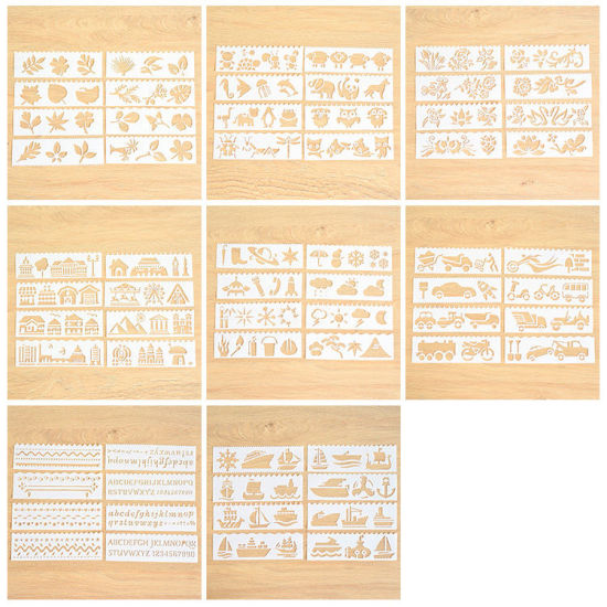 Image de Blanc - Feuilles (8 pcs / Kits) Modèles de peinture de journal de copie de main creuse bricolage