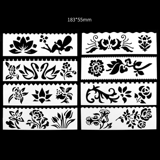 Picture of White - Flowers (8 pcs/sets) DIY Hollow Hand Copy Newspaper Painting Ruler Templates Models Set