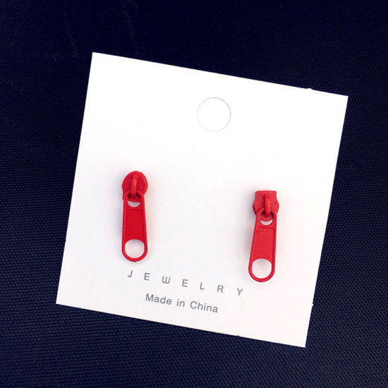 Picture of Earrings Red Zipper 27mm x 7mm, 1 Pair