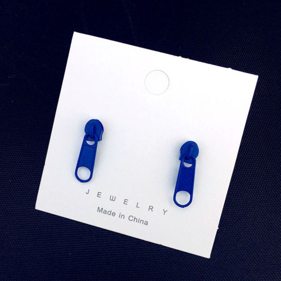Picture of Earrings Blue Zipper 27mm x 7mm, 1 Pair