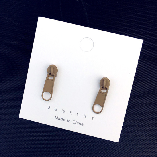 Picture of Earrings Khaki Zipper 27mm x 7mm, 1 Pair