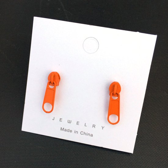Picture of Earrings Orange Zipper 27mm x 7mm, 1 Pair