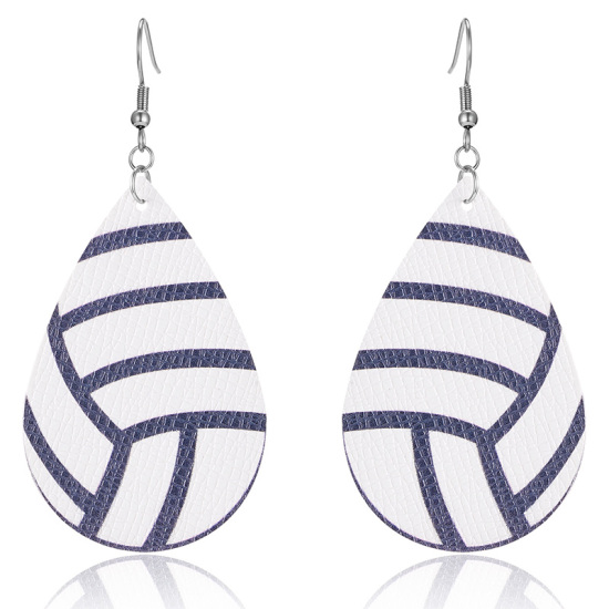 Picture of Earrings White & Blue Drop Volleyball 75mm x 35mm, 1 Pair