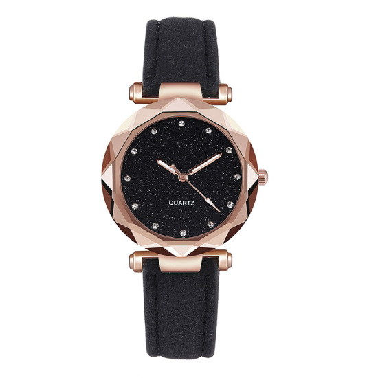 Picture of Wrist Watches Round Gold Plated Black Glitter 22.5cm, 1 Piece