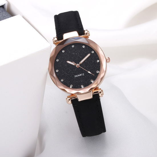 Picture of Wrist Watches Round Gold Plated Black Glitter 22.5cm, 1 Piece