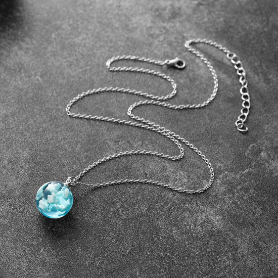 Picture of Necklace Blue Round 50cm(19 5/8") long, 1 Piece