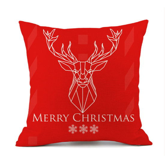 Picture of Pillow Cases White & Red Square Christmas Reindeer Pattern 45cm x 45cm, 1 Piece