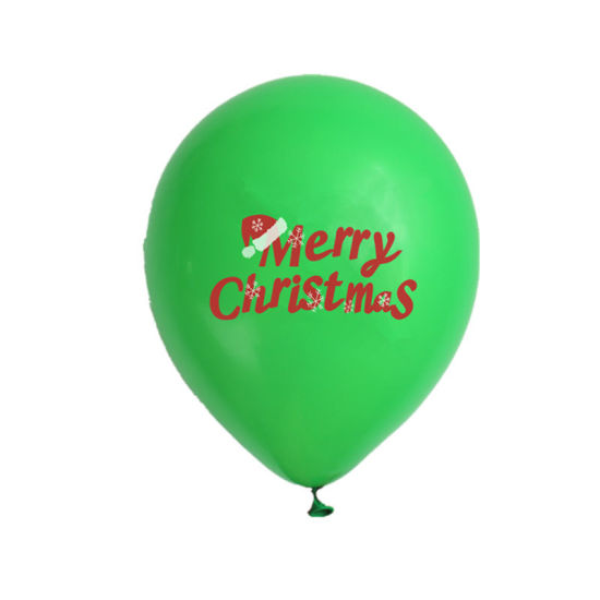 Bild von Milchsaft Ballon Rot & Grün Hut Message " Merry Christmas " 2 Stück