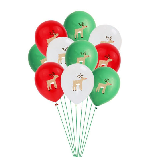 Picture of Latex Balloon Red & Green Hat Message " Merry Christmas " 2 PCs