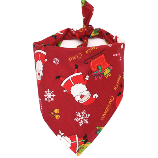 Изображение Красный - Рождество Санта-Клаус Щенок Собака Шейный платок Водонепроницаемый Бандана Нагрудники Воротник Pet Слюна Полотенце Хлопок