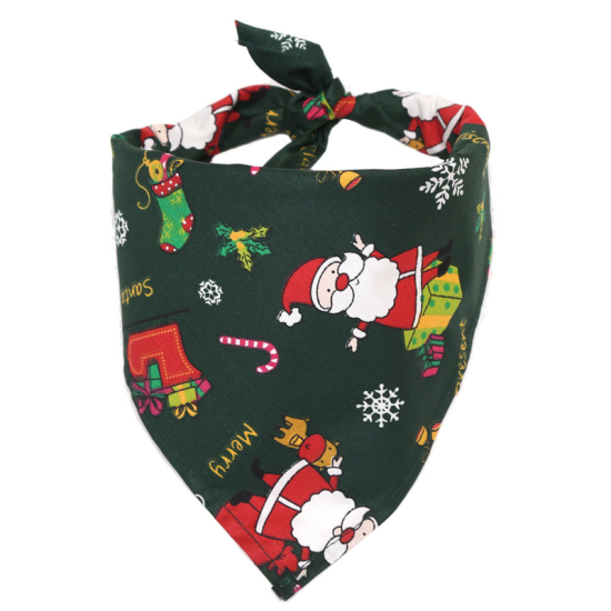 Image de Vert -  Noël père noël Chien Bandana coton écharpe bavoir accessoires de toilettage triangulaire Bandage collier pour animal de compagnie conception de mode