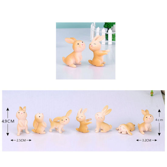 Picture of Plastic Ornaments Decorations Rabbit Animal Yellow 49mm x 25mm - 40mm x 32mm, 1 Piece