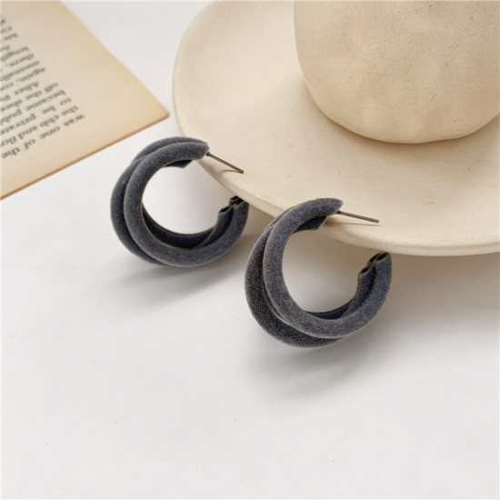 Picture of Hoop Earrings Gray C Shape 30mm x 30mm, 1 Pair