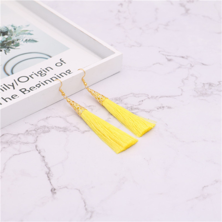 Picture of Tassel Earrings Gold Plated Yellow Filigree 84mm, 1 Pair