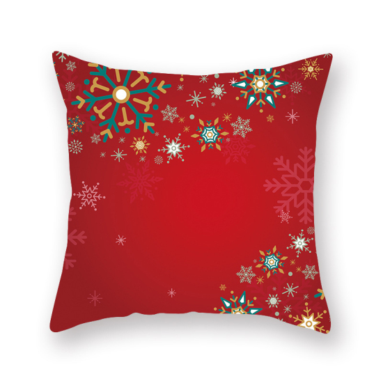 Picture of Pillow Cases Deep Red Square Christmas Snowflake Pattern 45cm x 45cm, 1 Piece