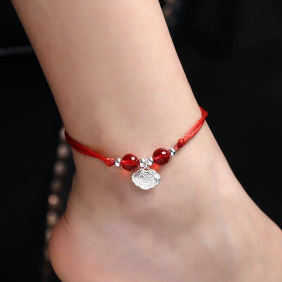 Picture of Braided Anklet Red Ball Lock Adjustable 1 Piece