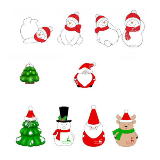Bild von PVC Ornamente Dekorationen Weihnachten Schneemann Weiß & Rot 45mm x 25mm, 1 Stück