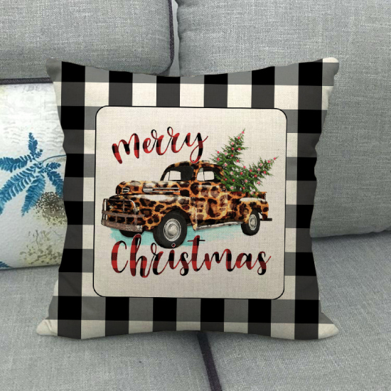 Picture of Pillow Cases Multicolor Square Christmas Tree Pattern 45cm x 45cm, 1 Piece