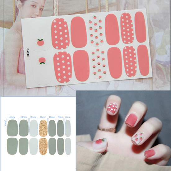 Picture of Paper Waterproof Nail Art Stickers Decoration Tomatoe Dot Orange Pink 12cm x 7cm, 1 Sheet