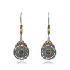 Picture of 1 Pair Retro Earrings Antique Silver Color Multicolor Enamel Drop 70mm x 23mm