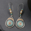 Picture of 1 Pair Retro Earrings Antique Silver Color Multicolor Enamel Drop 70mm x 23mm