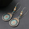 Picture of 1 Pair Retro Earrings Antique Silver Color Multicolor Enamel Drop 70mm x 23mm