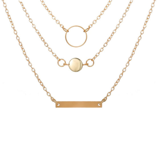 Picture of Multilayer Layered Necklace Gold Plated Circle Ring 1 Piece