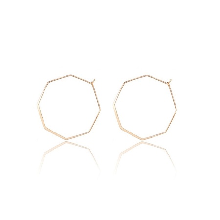 Picture of 1 Pair Stylish Simple Gold Plated Brass Octagon Hoop Earrings For Women Party 48mm x 48mm