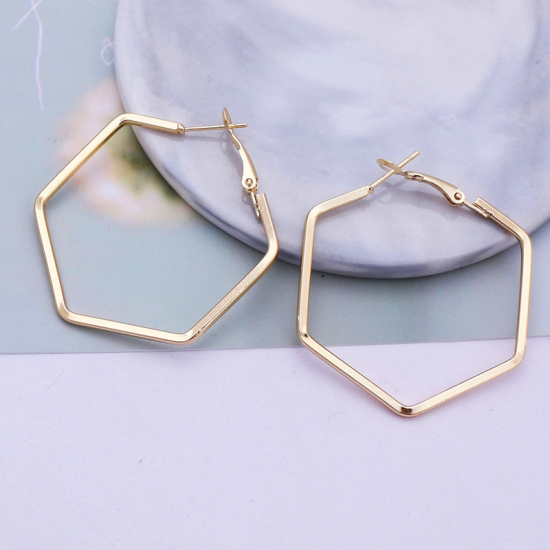 Picture of Hoop Earrings Gold Plated Geometric 1 Pair