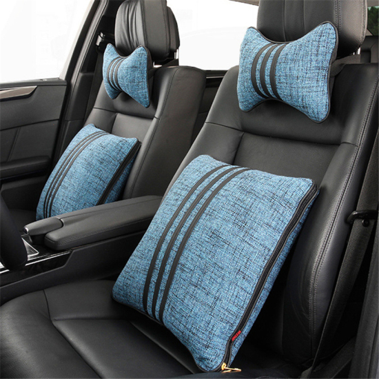 綿+テリレン 車用腰枕 正方形 青 40cm x 40cm, 1 個 の画像