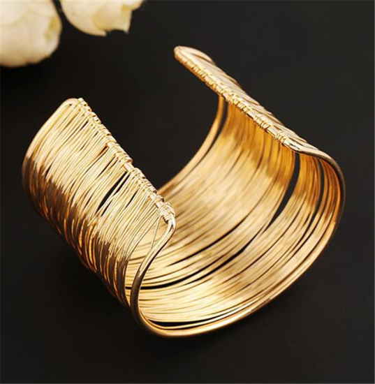 Picture of Open Cuff Bangles Bracelets Gold Plated Geometric 1 Piece