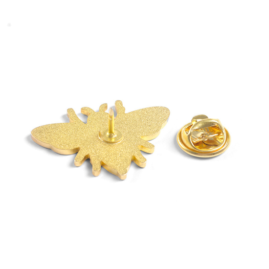 Imagen de Pin Broches Abejas Chapado en Oro Negro & Amarillo Esmalte 28mm x 20mm, 1 Unidad