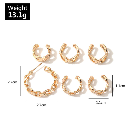 Picture of Earrings Gold Plated 27mm x 27mm - 11mm x 11mm, 1 Set ( 6 PCs/Set)
