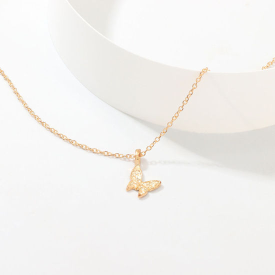 Picture of Necklace Gold Plated Butterfly Animal 43cm(16 7/8") long, 1 Piece