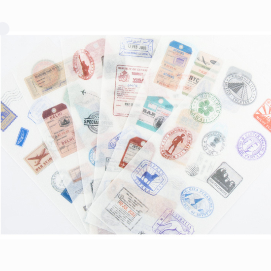 Picture of Paper DIY Scrapbook Deco Stickers Multicolor Postage Stamp 16cm x 8cm, 1 Set ( 6 PCs/Set)