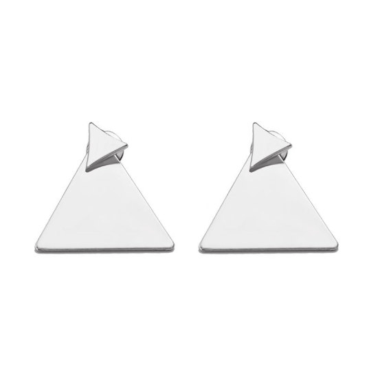 Image de Boucles d'Oreilles Dessous de Lobes Argent Mat Triangle 22mm x 20mm, 1 Paire