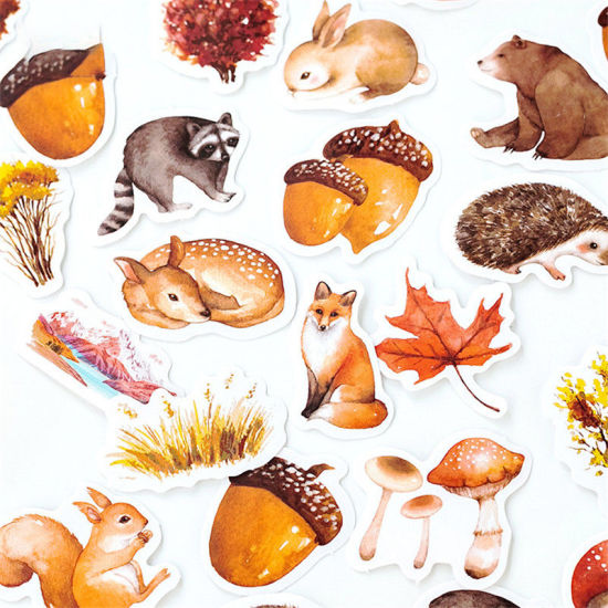 Image de DIY Papier Autocollant Décoration Mixte Animal 4.4cm x 4.4cm, 1 Boîte ( 56 Pcs/Boîte)