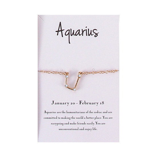 Picture of Bracelets Gold Plated Aquarius Sign Of Zodiac Constellations Clear Rhinestone 18cm(7 1/8") long, 1 Piece
