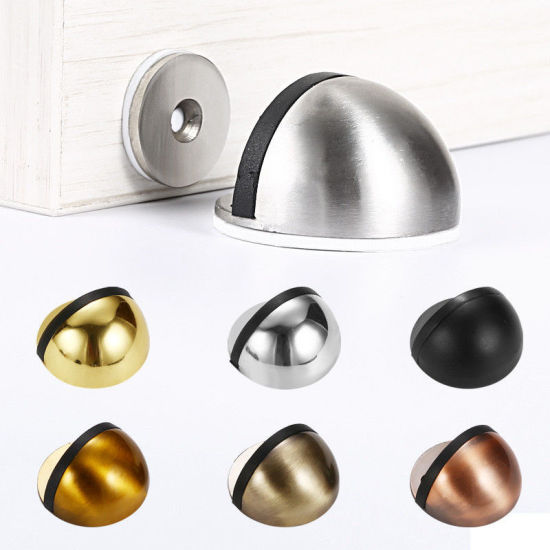 Picture of Stainless Steel Nail-Free Door Stops Black Half Round 45cm x 26cm, 1 Piece
