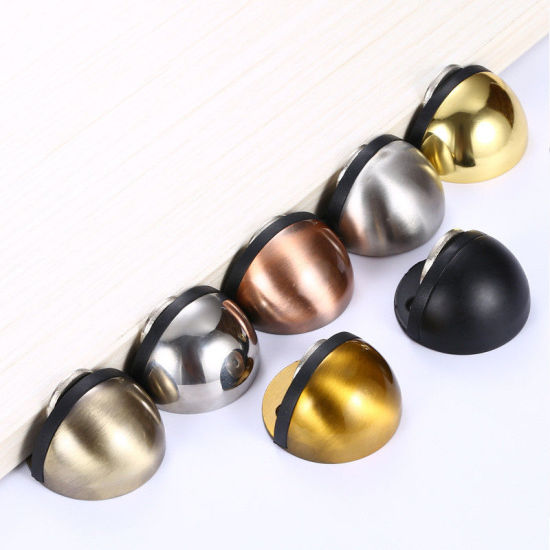 Picture of Stainless Steel Nail-Free Door Stops Black Half Round 45cm x 26cm, 1 Piece